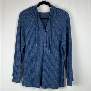 Blue Hooded Women's Pullover‎ Sweater